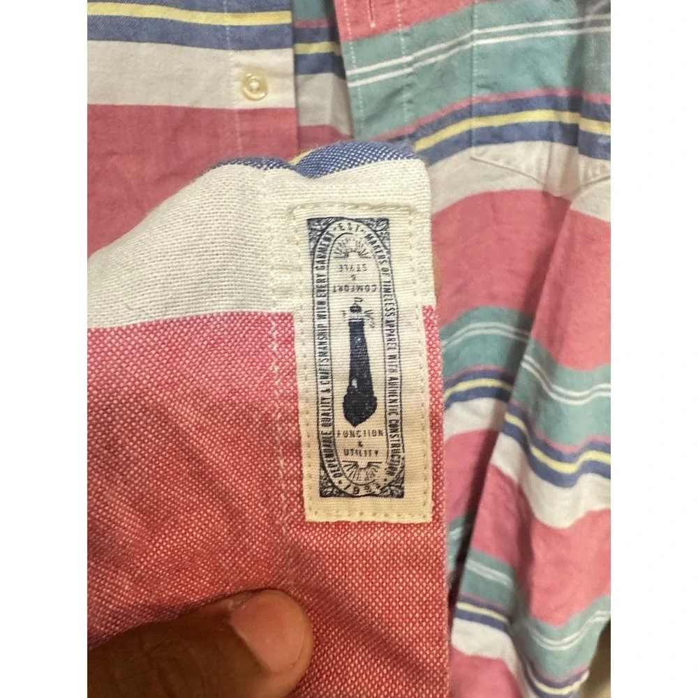 L.O.G.G. Mens‎ Striped Button Down Shirt Long Sleeve Pink Blue White Casual